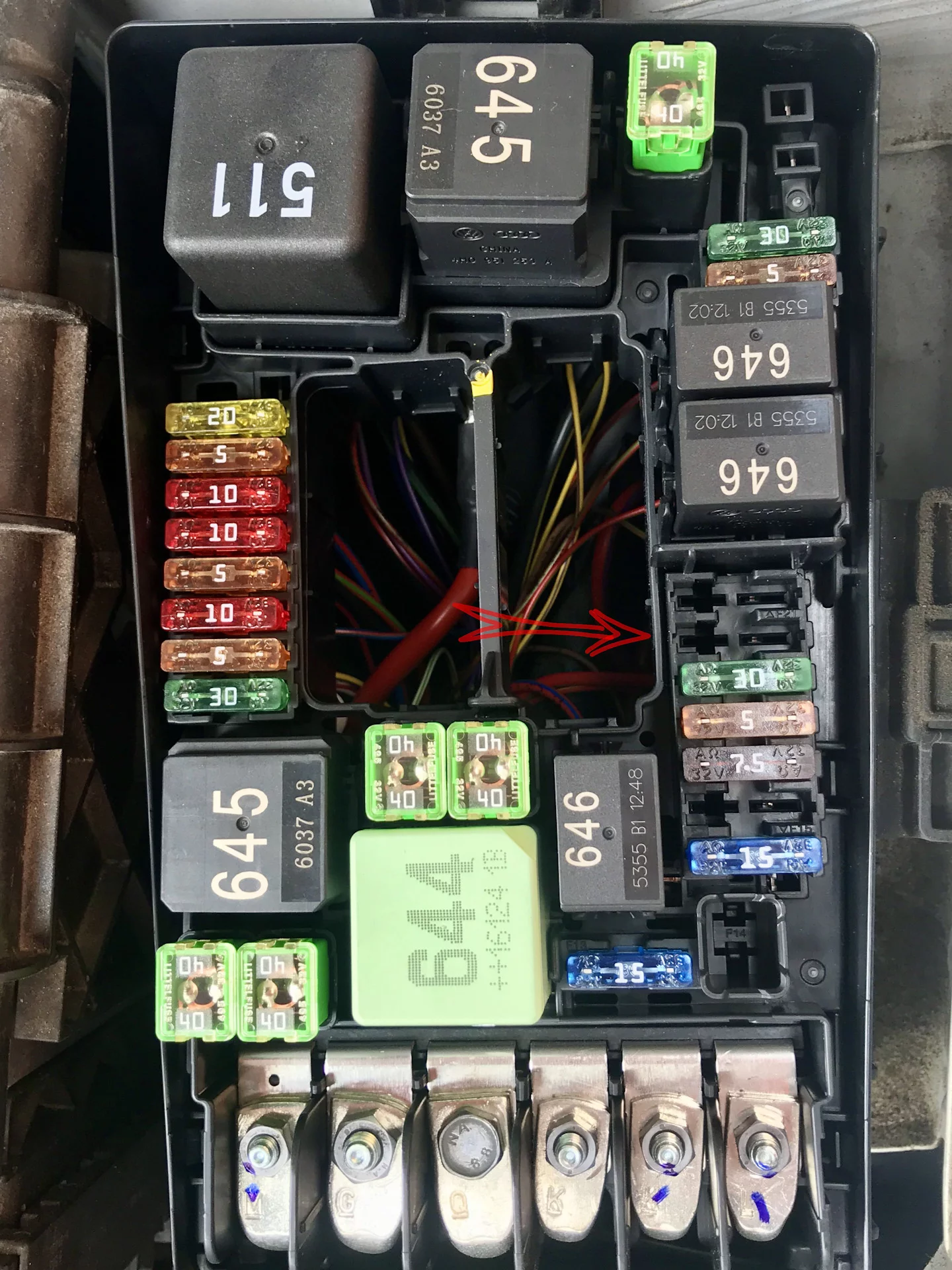 20 предохранитель в блоке B